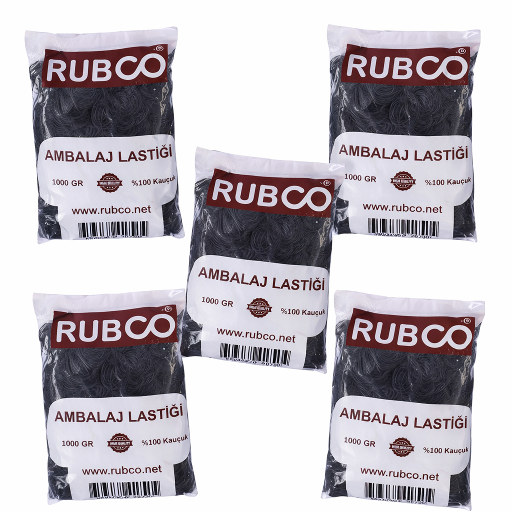 Rubco Ambalaj Lastiği Siyah - 70 mm - 5 Paket x 1 KG